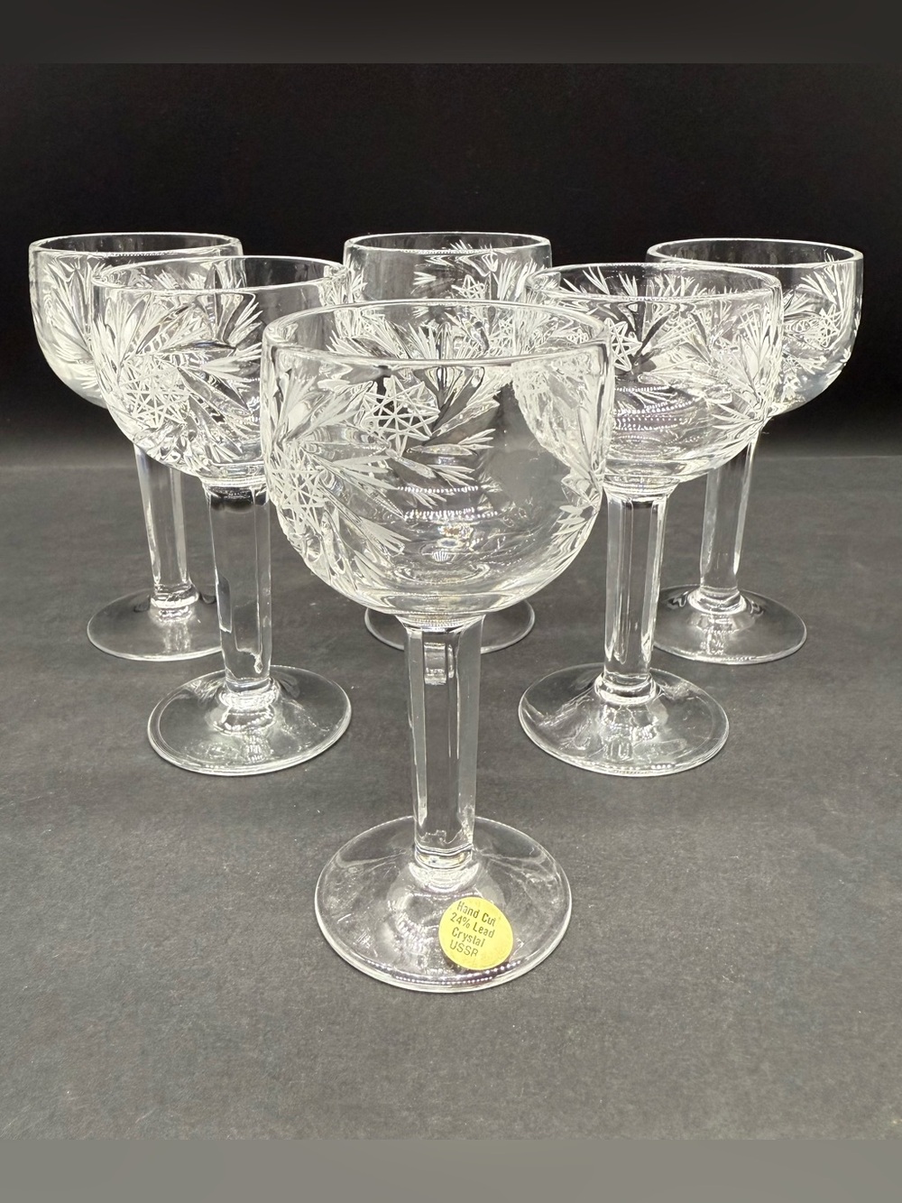 Vintage Soviet-era 24% Lead Crystal Stemware Aperitif 2oz Glasses